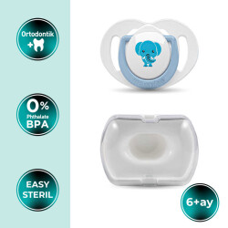 Mamajoo Orthodontic Design Soother Elephant & Blue with Storage Box / 6+ Months - 2
