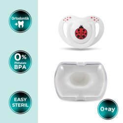 Mamajoo Orthodontic Soother, Red Ladybug, 0+ Mo, Storage Box - 2
