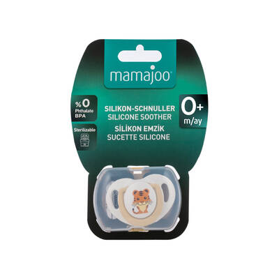 Mamajoo Orthodontic Design Soother Tiger & Ecru with Storage Box / 0+ Months