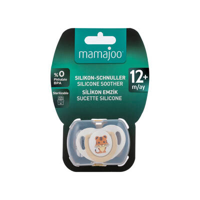 Mamajoo Orthodontic Design Soother Tiger & Ecru with Storage Box / 12+ Months