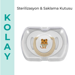 Mamajoo Orthodontic Design Soother Tiger & Ecru with Storage Box / 6+ Months - 6