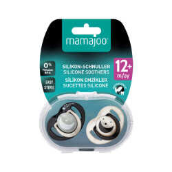 Mamajoo Orthodontic Design Soothers Black & Pearl with Sterilization & Storage Box / Night & Day 12+ months - 8
