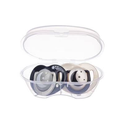 Mamajoo Orthodontic Design Soothers Black & Pearl with Sterilization & Storage Box / Night & Day 6+ months