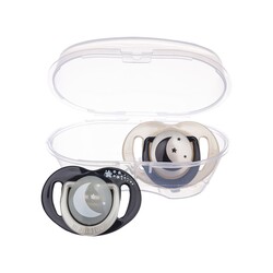 Mamajoo Orthodontic Design Soothers Black & Pearl with Sterilization & Storage Box / Night & Day 6+ months - Thumbnail