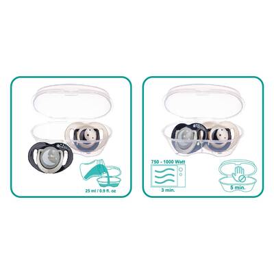 Mamajoo Orthodontic Design Soothers Black & Pearl with Sterilization & Storage Box / Night & Day 6+ months