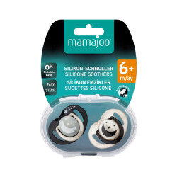 Mamajoo Orthodontic Design Soothers Black & Pearl with Sterilization & Storage Box / Night & Day 6+ months - 8