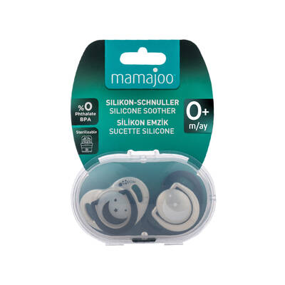 Mamajoo Orthodontic Design Soothers Pearl & Black with Sterilization & Storage Box / Night & Day 0+ months