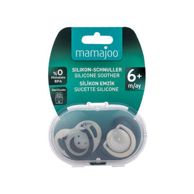Mamajoo Orthodontic Design Soothers Pearl & Black with Sterilization & Storage Box / Night & Day 6+ months