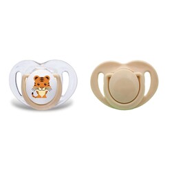 Mamajoo Orthodontic Design Twin Soothers (Ecru-Tiger) 0+ months - Thumbnail