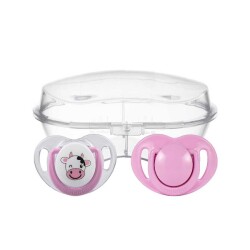 Mamajoo Orthodontic Soother, Pink / Cow, 6+ Mo, Sterilization & Storage Box - 1