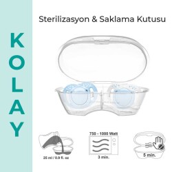 Mamajoo Ortodontik Damaklı Emzik, Powder Blue, 6+ Ay, Emzik Saklama & Sterilizasyon Kutulu, İkili Set - 6