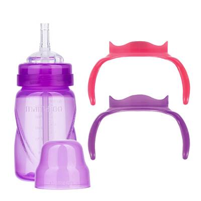 Mamajoo Akıtmaz Antikolik Pipetli Bardak 270 ml / Mor & Biberon Kulpu 2'li Pembe / Mor