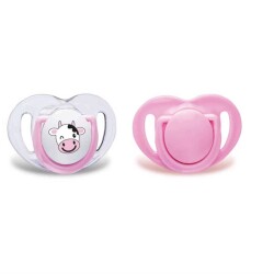 Mamajoo 2 x kieferorthopädische Design Schnuller Kuh & Rosa /0+ Monate - 1