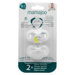 Mamajoo Kieferorthopädischer Nachtschnuller aus Silikon - Nacht und Tag / 0+ Monate - 6