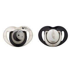 Mamajoo kieferorthopädische Design Schnuller Pearl&Schwarz mit Sterilisations- und Aufbewahrungsbox / Nacht&Tag 0+ Monate 