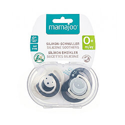 Mamajoo kieferorthopädische Design Schnuller Pearl&Schwarz mit Sterilisations- und Aufbewahrungsbox / Nacht&Tag 0+ Monate - 8