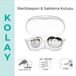 Mamajoo kieferorthopädische Design Schnuller Pearl&Schwarz mit Sterilisations- und Aufbewahrungsbox / Nacht&Tag 12+ Monate - 6