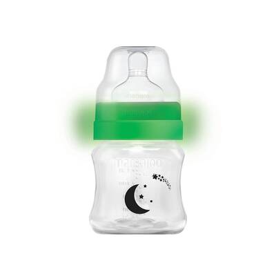 Mamajoo Nacht&Tag Babyflasche 160 ml & kieferorthopädische Design Schnuller Schwarz&Pearl mit Sterilisations- und Aufbewahrungsbox / Nacht&Tag 0+ Monate