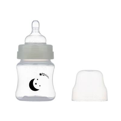 Mamajoo Nacht&Tag Babyflasche 160 ml & kieferorthopädische Design Schnuller Schwarz&Pearl mit Sterilisations- und Aufbewahrungsbox / Nacht&Tag 0+ Monate