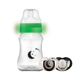 Mamajoo Nacht&Tag Babyflasche 270 ml & kieferorthopädische Design Schnuller Schwarz&Pearl mit Sterilisations- und Aufbewahrungsbox / Nacht&Tag 6+ Monate - Thumbnail