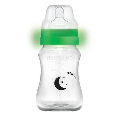 Mamajoo Nacht&Tag Babyflasche 270 ml & kieferorthopädische Design Schnuller Schwarz&Pearl mit Sterilisations- und Aufbewahrungsbox / Nacht&Tag 6+ Monate