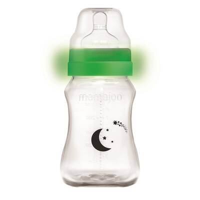 Mamajoo Nacht&Tag Babyflasche 270 ml & kieferorthopädische Design Schnuller 6+ Monate & Auslaufsichere Trink-Lernbecher Schwarz 160ml mit Griff 