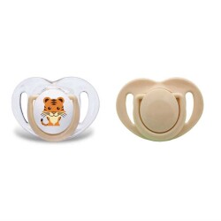 Mamajoo 2 x kieferorthopädische Design Schnuller Tiger & Ecru /12+ Monate - 1