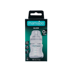 Mamajoo Silber Babyflasche 150 ml & 2 x Anti-Kolik Weicher Schnabel & Aufbewahrungsbox & 2 x Trink-Lernbecher / Babyflasche Griff - Thumbnail