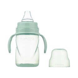 Mamajoo Silber Babyflasche 150 ml & Auslaufsichere Trink-Lernbecher Pudergrün 270ml mit Griff & Anti-Kolik Weicher Schnabel - Thumbnail