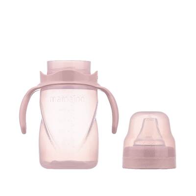 Mamajoo Silber Babyflasche 150 ml & Auslaufsichere Trink-Lernbecher Puderrosa 270ml mit Griff & Anti-Kolik Weicher Schnabel