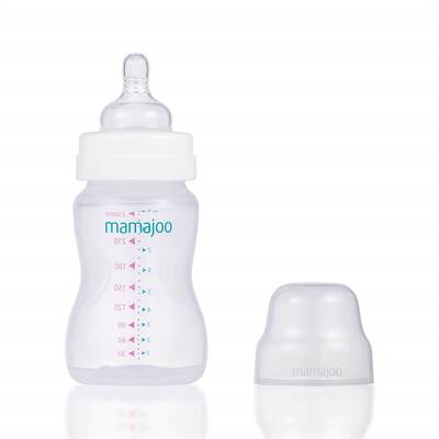 Mamajoo Silber Babyflasche 250 ml & 2 x Anti-Kolik Weicher Schnabel & Aufbewahrungsbox & 2 x Trink-Lernbecher / Babyflasche Griff 