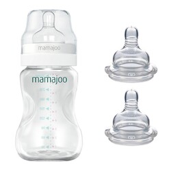 Mamajoo Silber Babyflasche 250 ml & Anti-Kolik-Flaschensauger mit Aufbewahrungsbox / 0+ Monate, klein, 2er-Pack - Thumbnail