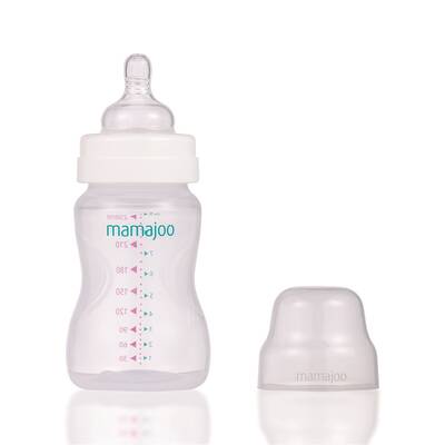 Mamajoo Silber Babyflasche 250 ml & Anti-Kolik-Flaschensauger mit Aufbewahrungsbox / 0+ Monate, klein, 2er-Pack