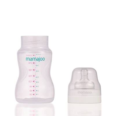 Mamajoo Silber Babyflasche 250 ml & Anti-Kolik-Flaschensauger mit Aufbewahrungsbox / 0+ Monate, klein, 2er-Pack
