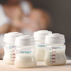 Mamajoo Anne Sütü ve Mama Saklama Seti 4x150 ml | Biberon ve Göğüs Pompası Uyumlu Kapaklı Saklama Kabı - 4
