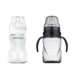 Mamajoo - Mamajoo Silver Biberon 250ml & Kulplu Eğitici Bardak 270ml / Black