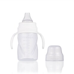 Mamajoo Silver Feeding Bottle 150ml & Non Spill Training Cup White 270ml with Handle - Thumbnail