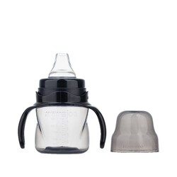 Mamajoo Silver Feeding Bottle 250ml & Non Spill Training Cup Black 160ml with Handle - Thumbnail