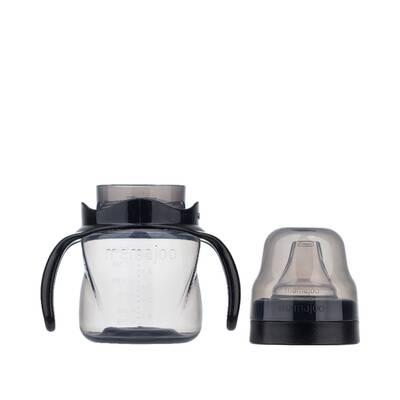 Mamajoo Silver Feeding Bottle 250ml & Non Spill Training Cup Black 160ml with Handle