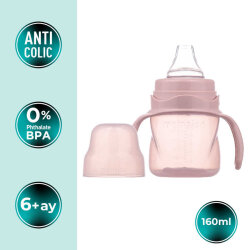 Mamajoo Silver Feeding Bottle 250ml & Non Spill Training Cup Powder Pink 160ml with Handle - 3