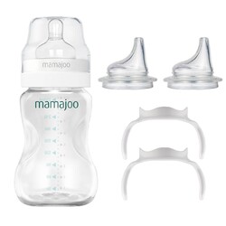 Mamajoo Silver Feeding Bottle 250ml & Training Cup Bottle Handles & Anticolic Soft Spout 2-pack & Storage Box - Thumbnail