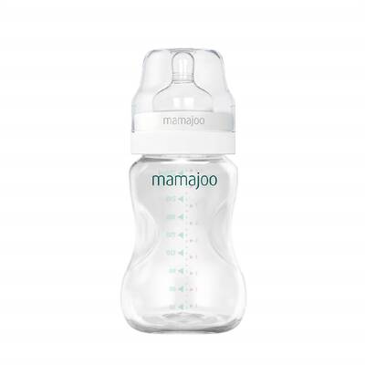 Mamajoo Silver Feeding Bottle 250ml & Training Cup Bottle Handles & Anticolic Soft Spout 2-pack & Storage Box