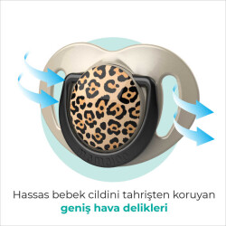 Mamajoo Ortodontik Damaklı Emzik, Bej Leopar, 12+ Ay, Emzik Saklama & Sterilizasyon Kutulu, İkili Set - 5
