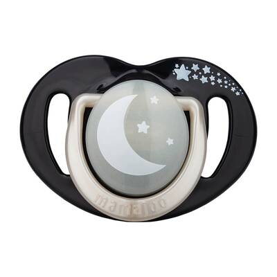 Mamajoo Sterilizasyon & Saklama Kutulu Black & Pearl Desenli İkili Ortodontik Emzik Gece & Gündüz 0 Ay 