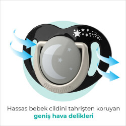 Mamajoo Ortodontik Damaklı Emzik, Black & Pearl, 0+ Ay, Emzik Saklama & Sterilizasyon Kutulu, İkili Set - 5