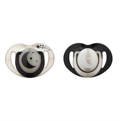 Mamajoo Ortodontik Damaklı Emzik, Pearl & Black, 6+ Ay, Emzik Saklama & Sterilizasyon Kutulu, İkili Set - Mamajoo