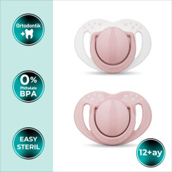 Mamajoo Ortodontik Damaklı Emzik, Powder Pink, 12+ Ay, Emzik Saklama & Sterilizasyon Kutulu, İkili Set - 2