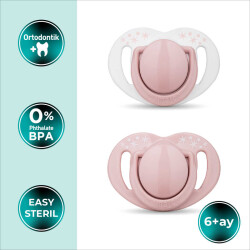 Mamajoo Ortodontik Damaklı Emzik, Powder Pink, 6+ Ay, Emzik Saklama & Sterilizasyon Kutulu, İkili Set - 2