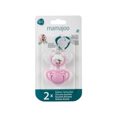 Mamajoo Sterilizasyon & Saklama Kutulu Silikon Ortodontik İkili Emzik Pembe İnek / 0 ay +