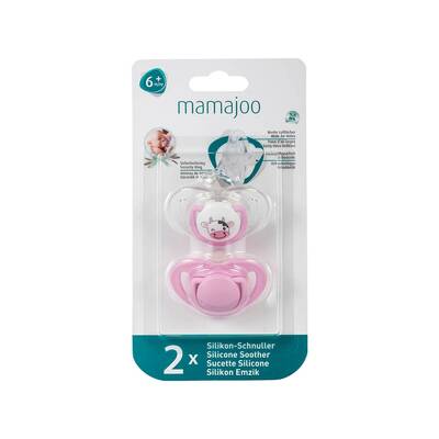 Mamajoo Sterilizasyon & Saklama Kutulu Silikon Ortodontik İkili Emzik Pembe İnek / 6 ay +